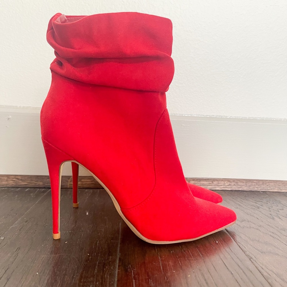 JustFab Red Slouch Booties